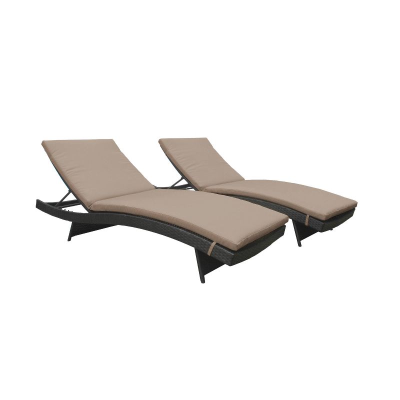 Bali 2pk Patio Chaise Lounges with Cushions - Wheat - TK Classics