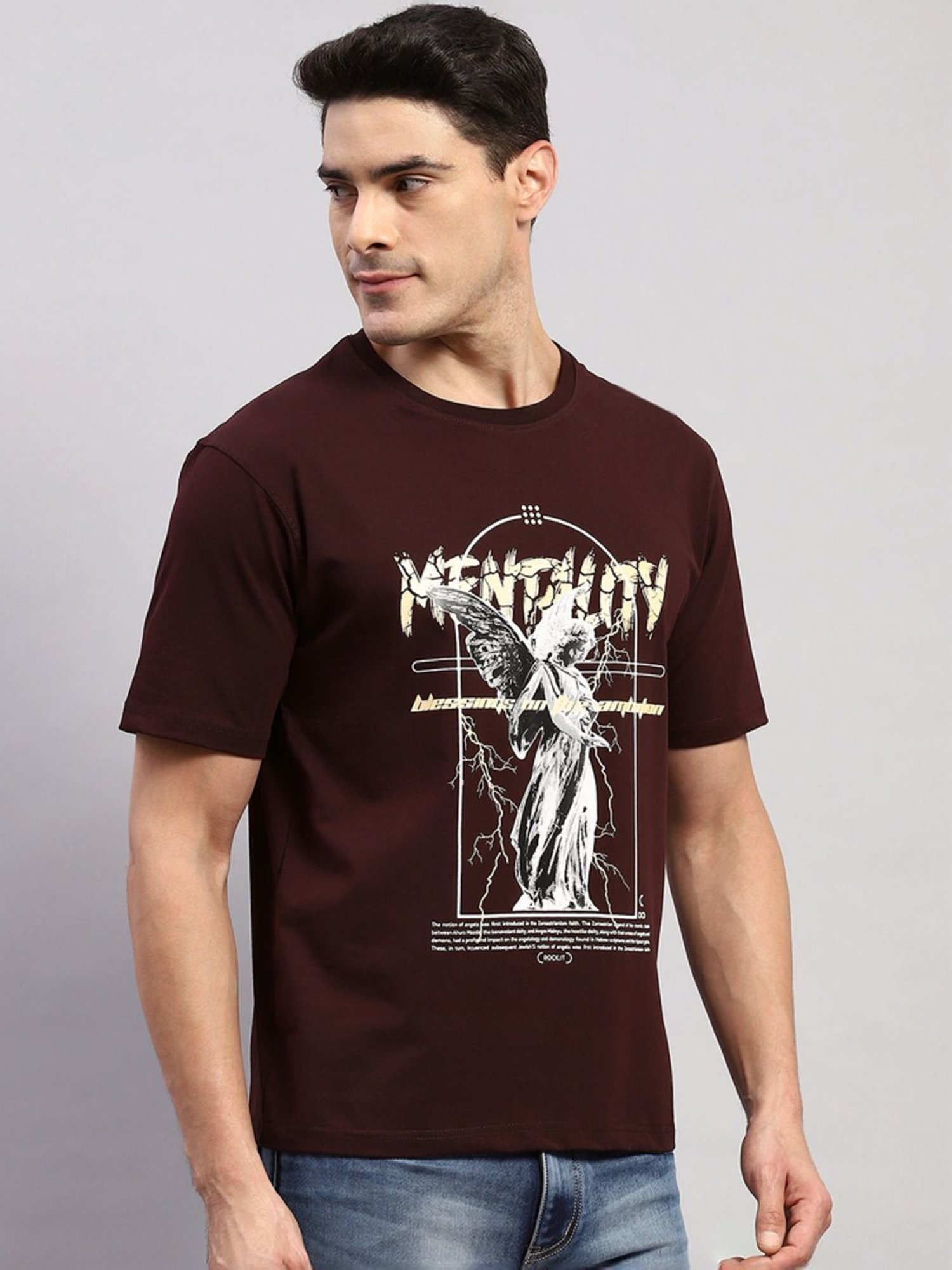 Rock.It Wine Regular Fit Printed T-Shirt