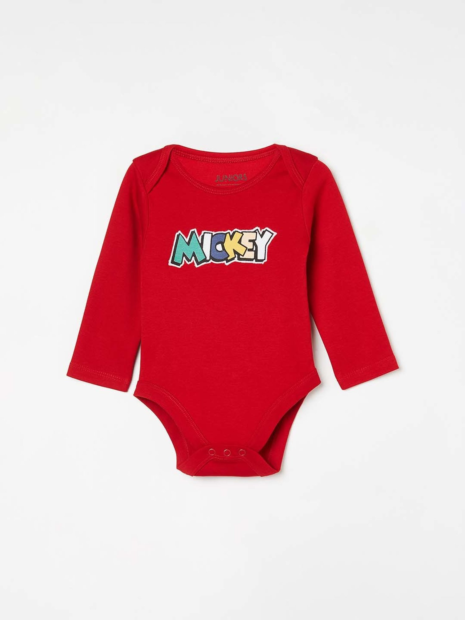 Juniors by Lifestyle Kids Red & Black Cotton Printed Full Sleeves Bodysuit (Pack of 2)