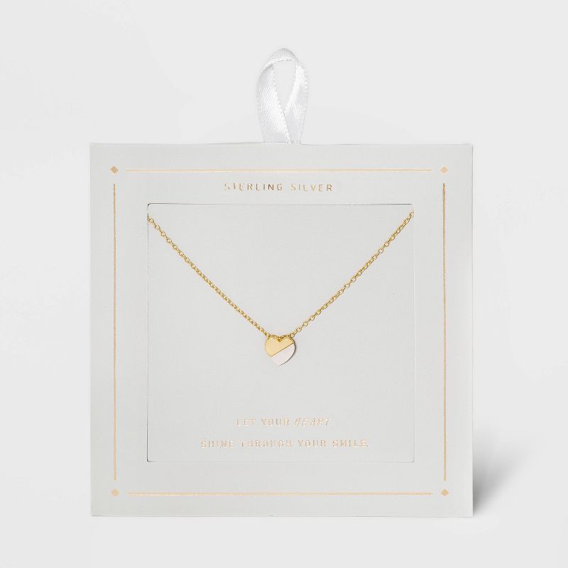 Sterling Silver Heart Extender Necklace - Silver  Gray