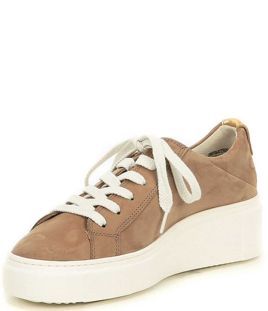 Paul Green Denim Suede Lace-Up Wedge Sneakers