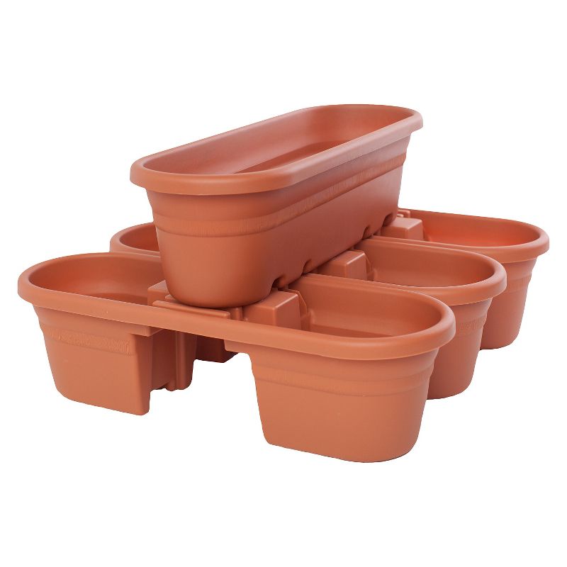 HC Companies 12-Inch Outdoor Plastic Deck Flower Planter Box, Chocolate (2 Pack)