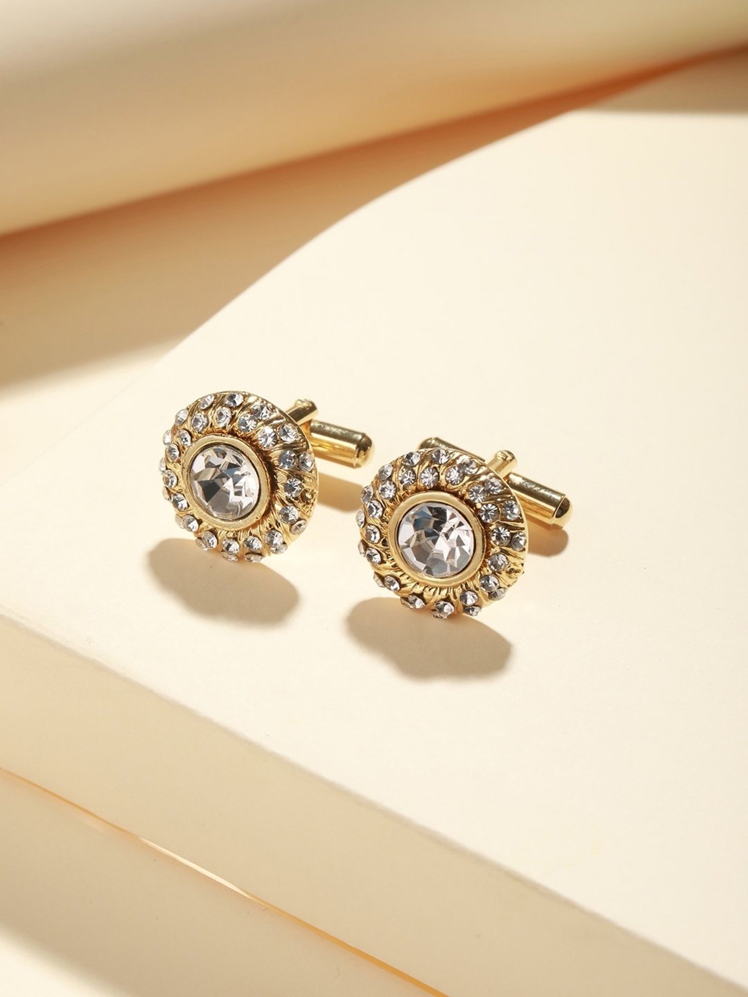 Bold by Priyaasi Halo Circle Golden Cufflinks for Men