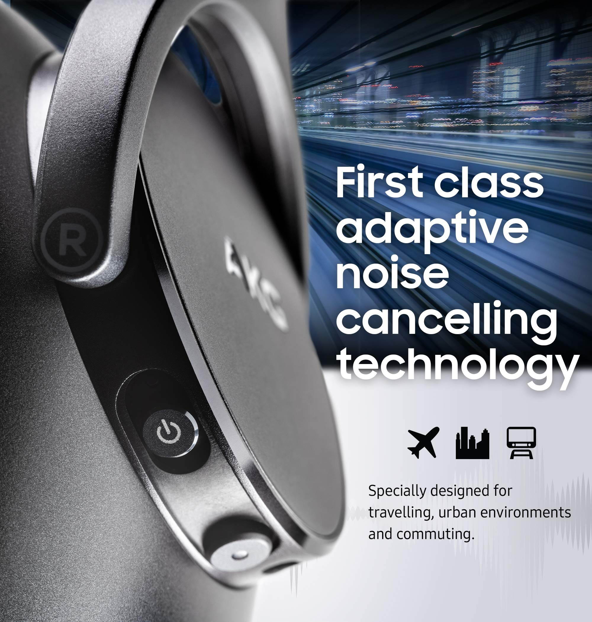 AKG (A Samsung Brand) N700NC M2 Over-Ear Foldable Wireless Headphones, Active Noise Cancelling Headphones - Black (US Version)