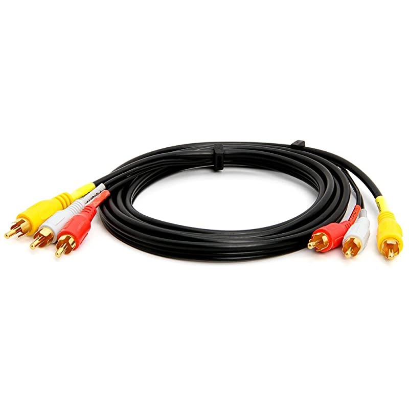 3Male RCA to 3Male RCA Composite Video Audio AV AV Cable Gold Plated 6 Feet