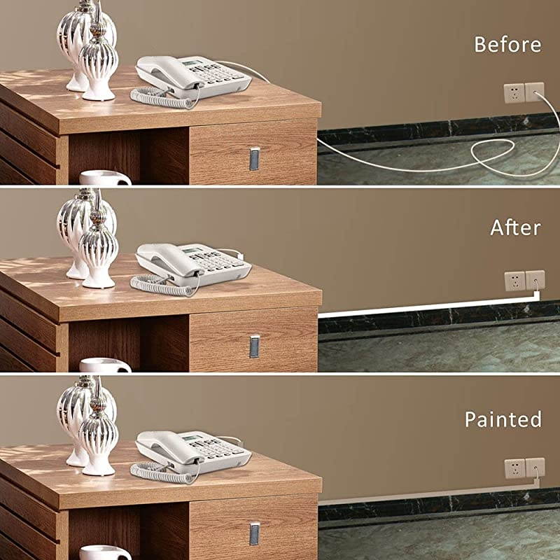 Channel Cable Concealer CMC03 Cord Cover Wall Cable Management System 250quot Cable Hider Raceway Kit for a Power Cord Ethernet Cable Speaker Wire 16X L157in W059in H039in White