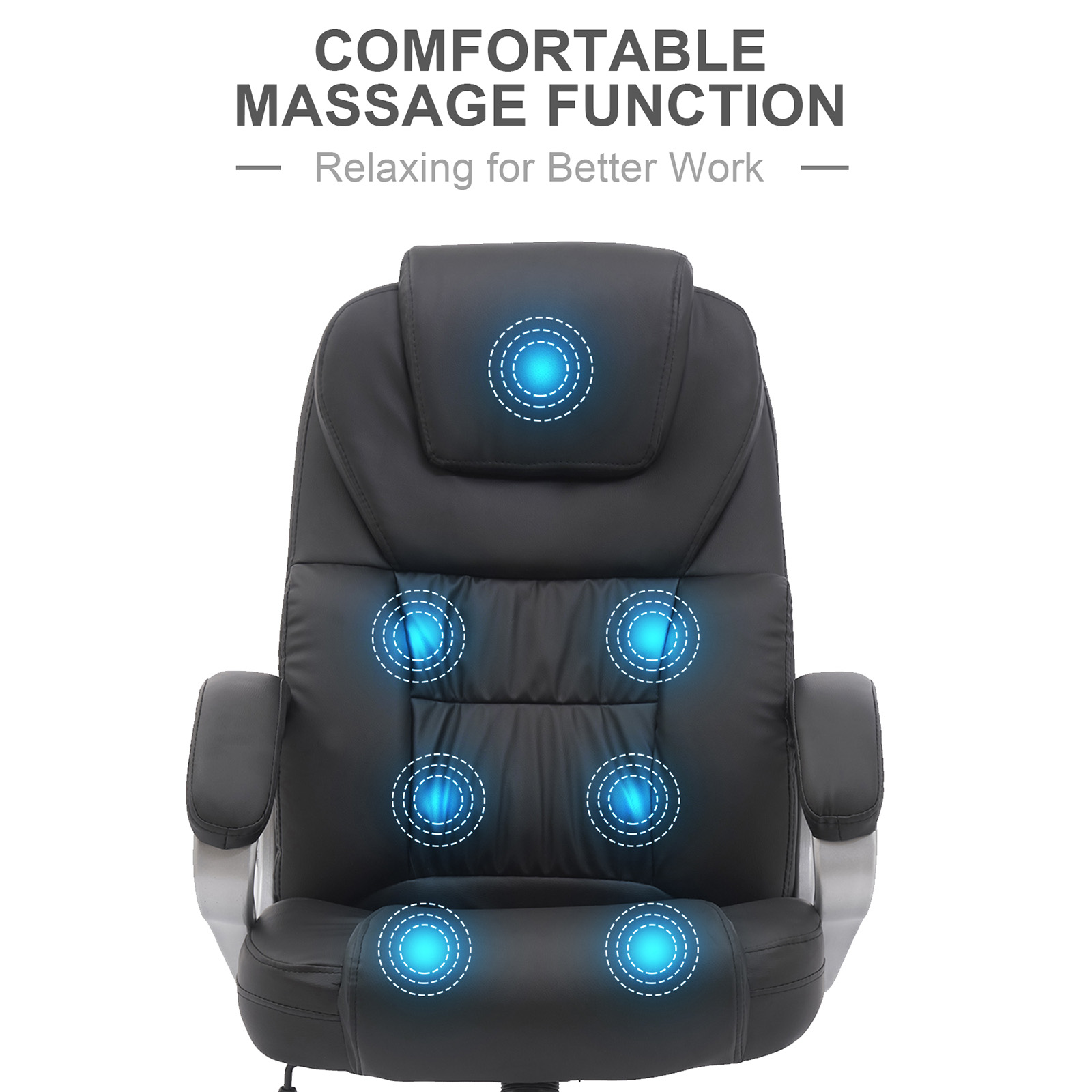 YOUTHUP Home Office Chair Massage Chair Ergonomic Computer Swivel Chair with Lumbar Support Headrest Armrest High Back Task Chair,Black