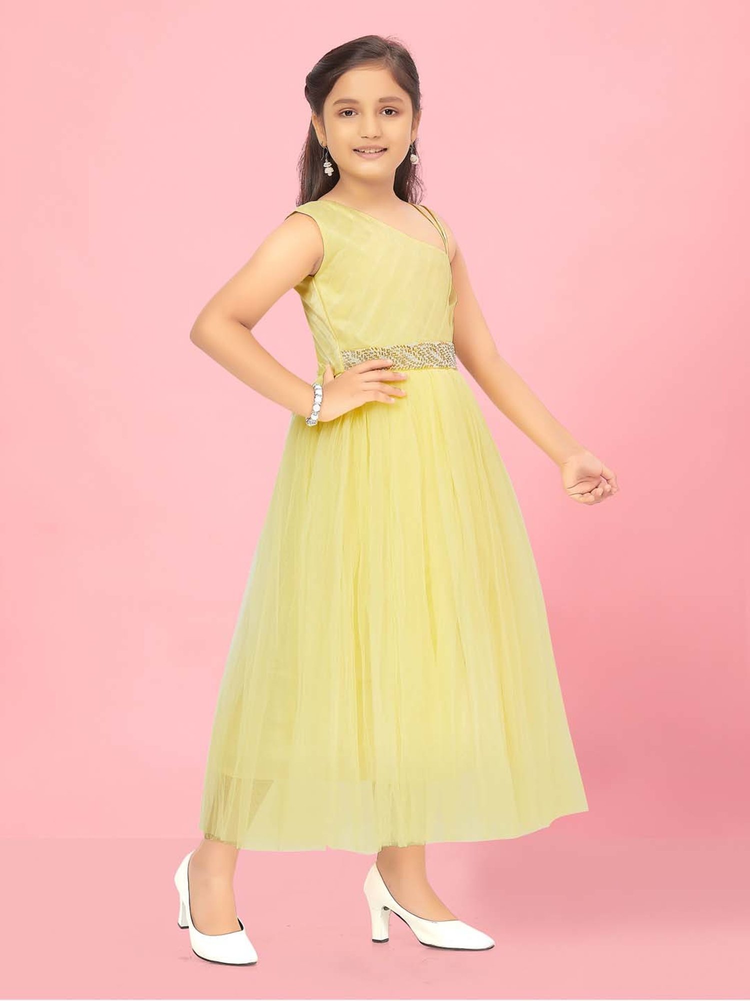 Aarika Kids Lemon Yellow Flared Fit Gown