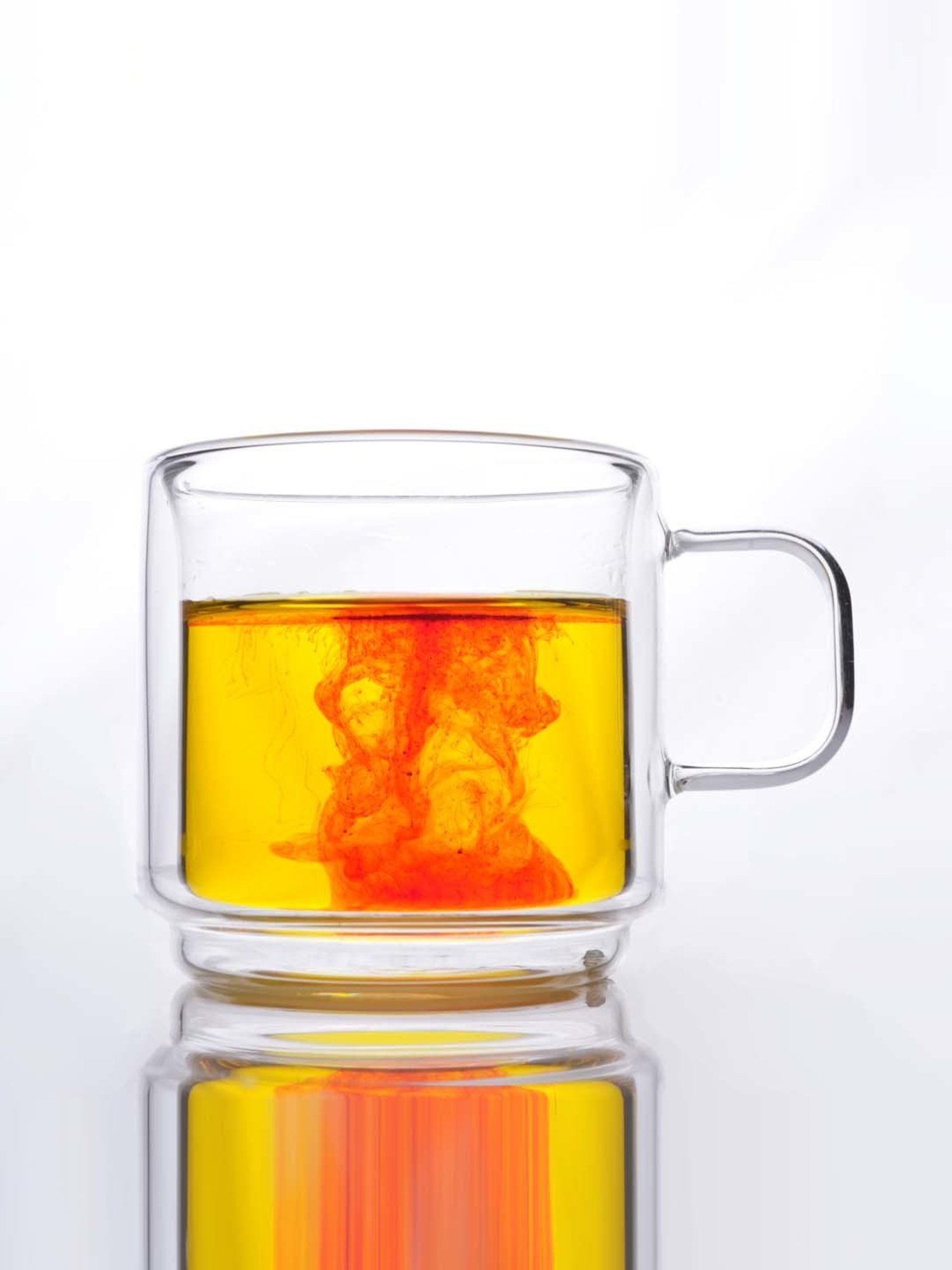 Femora Double Wall Transparent Glass Heat Resistant Coffee Mugs With Handle (0.28 L) - Set of 4