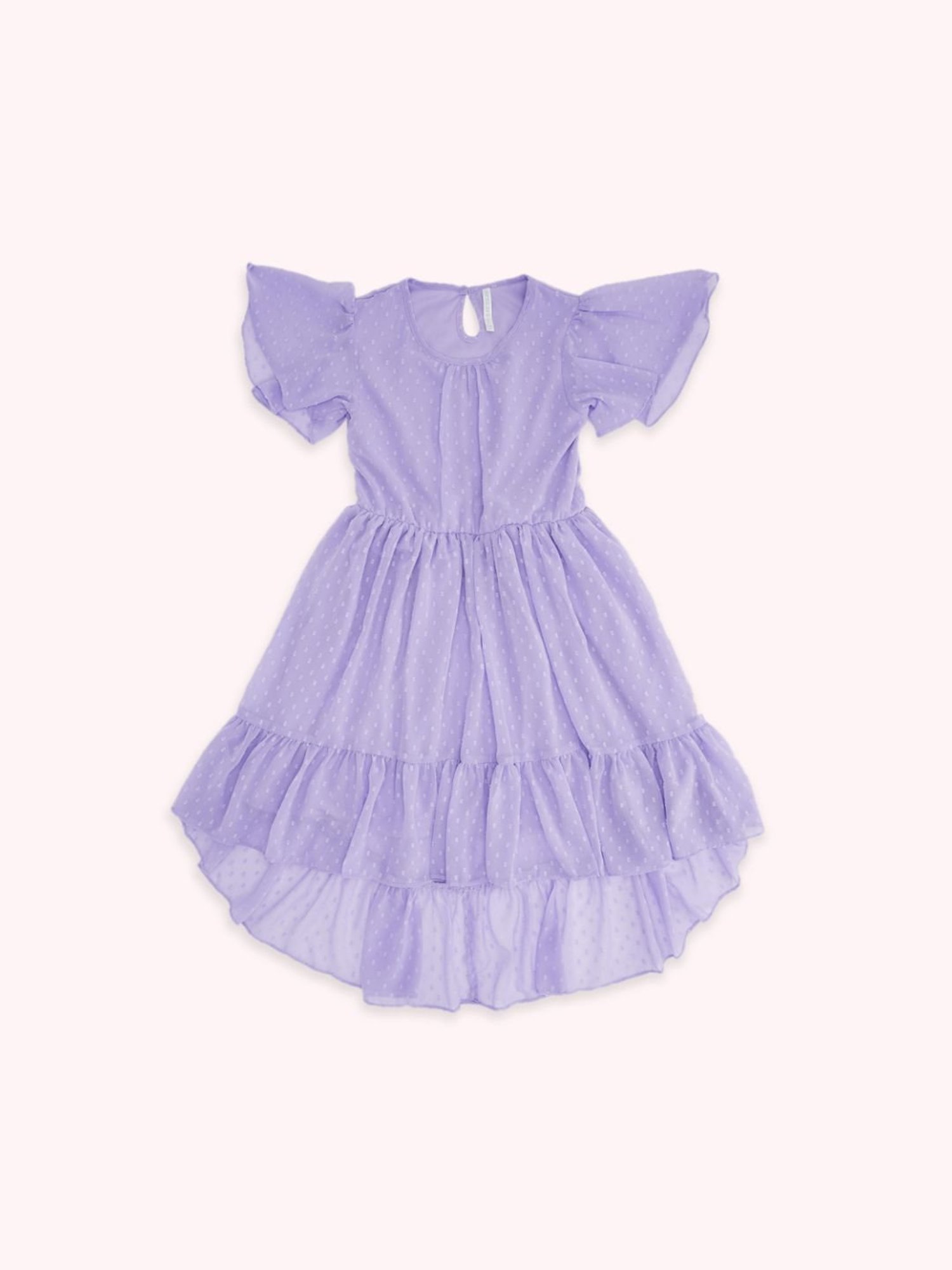 Pantaloons Junior Lavender Cotton Self Pattern Dress