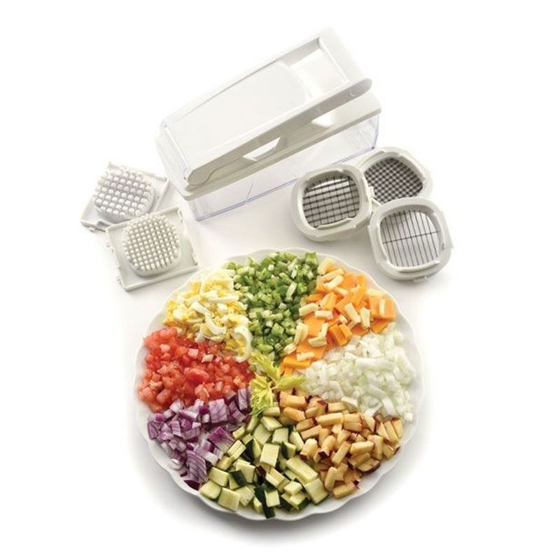 Norpro 838 Compact Big Mouth Food Chopper Slicer Kitchen Gadget with Interchangeable Grids, Cleaning Combs, and Storage Lid,  6 Cup/48 Ounce Capacity