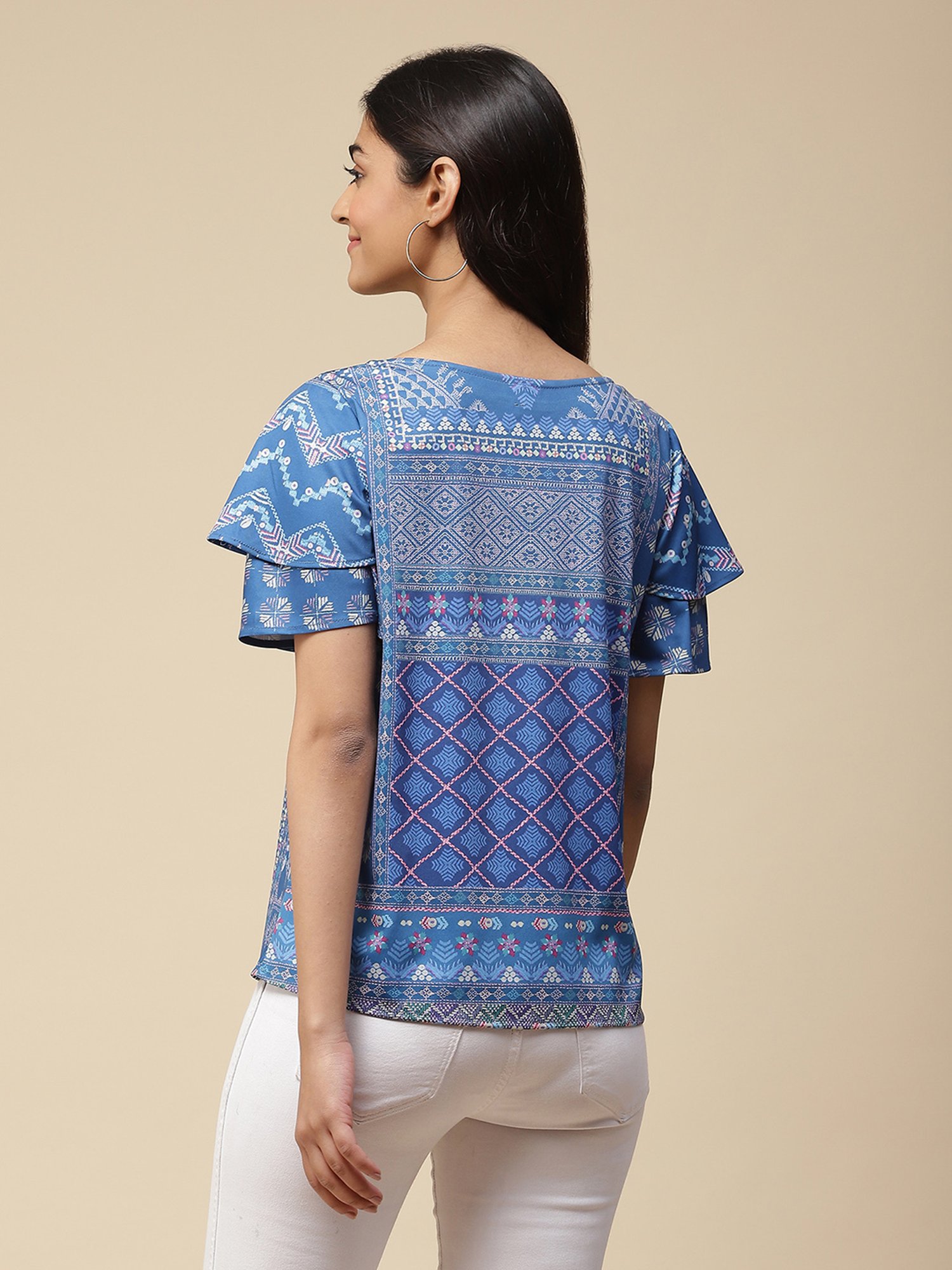 aarke Ritu Kumar Blue Printed Top