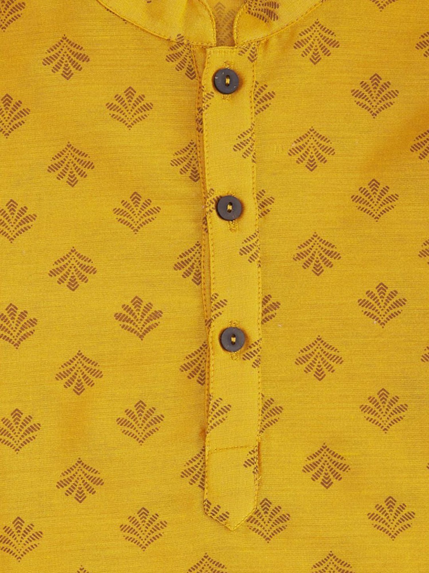 Indus Route by Pantaloons Kids Mustard & Pink Printed Full Sleeves Kurta Set