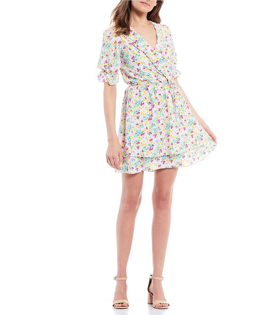 June & Hudson Floral Tiered Tie Waist Dress