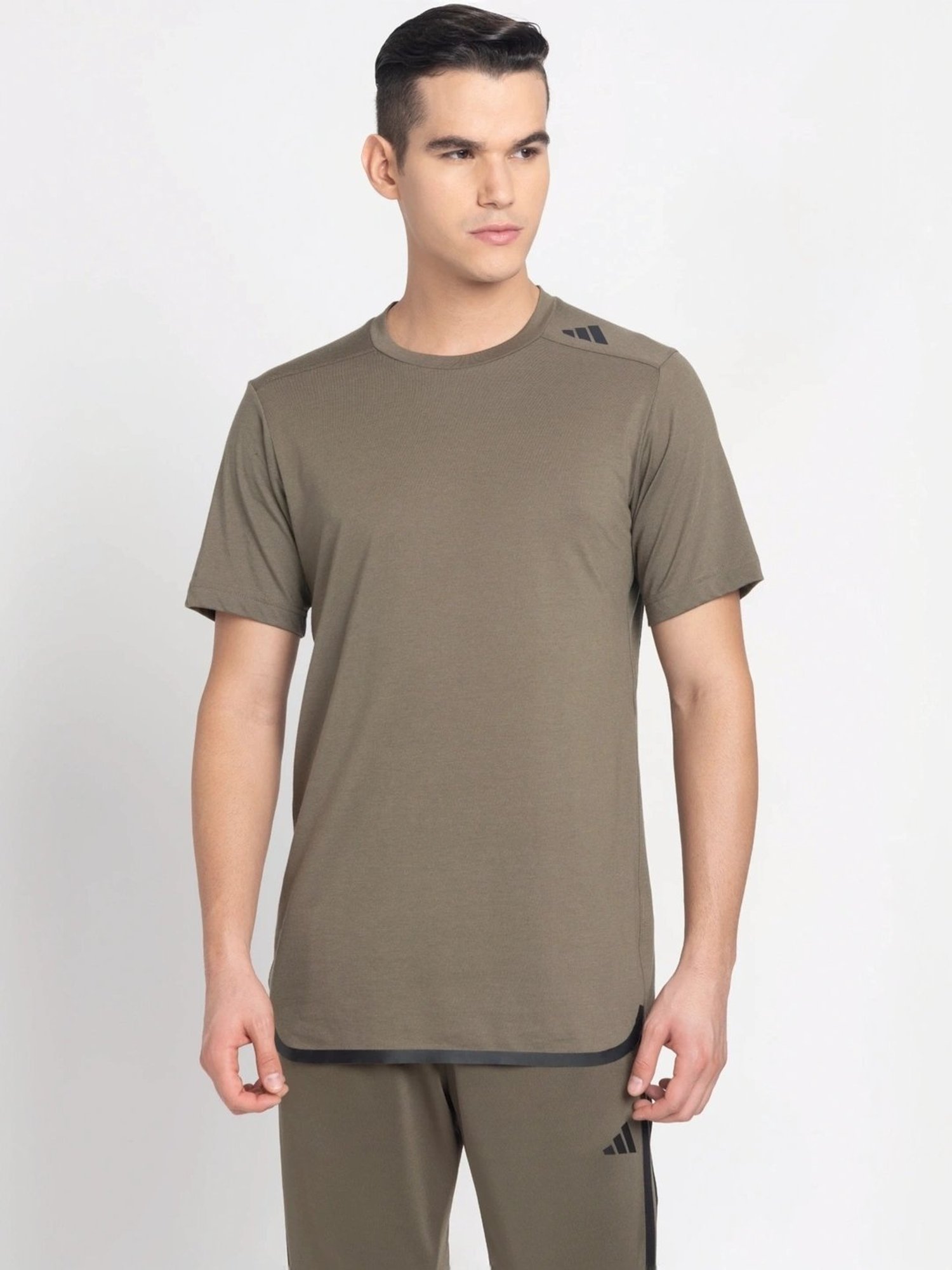Adidas Green Cotton Regular Fit T-Shirt