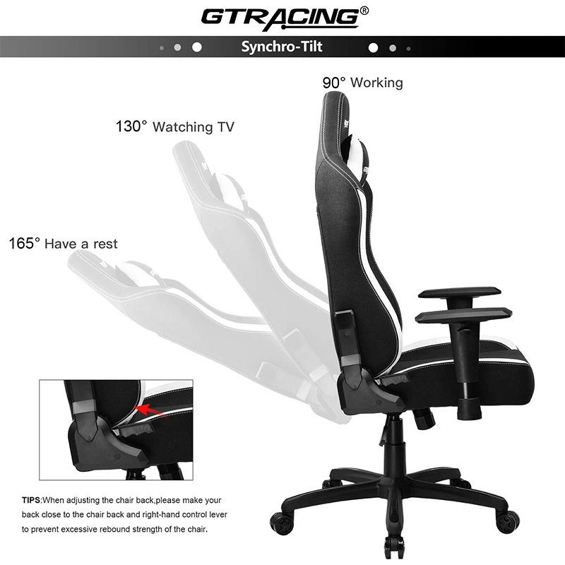 GTRACING Gaming Chair Office Chair High Back Fabric Computer Chair Desk Chair Pc Racing Executive Ergonomic Adjustable Swivel Task Chair and Headrest