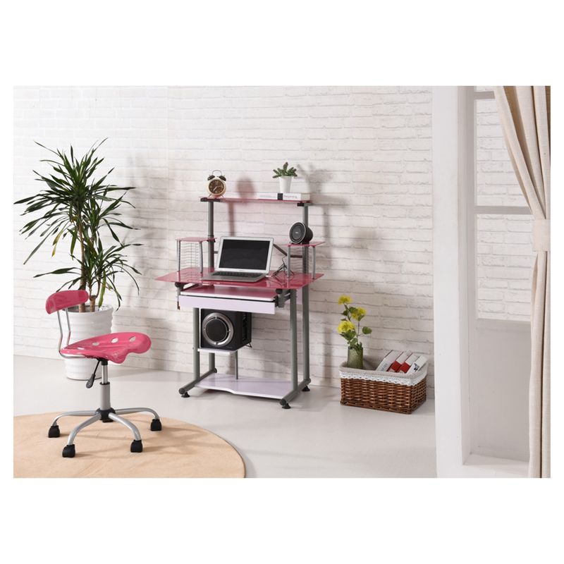 Computer Desk Pink - Hodedah Import