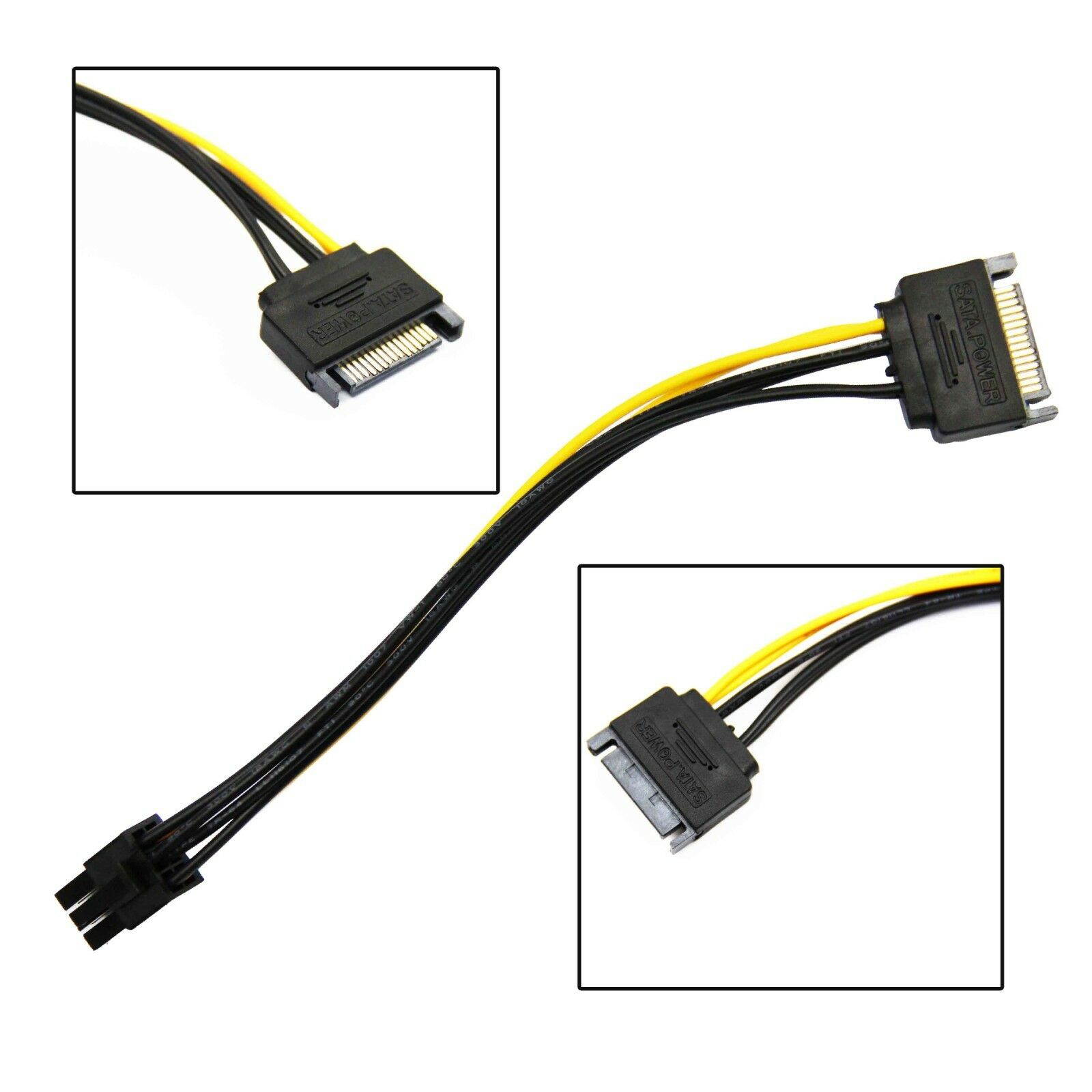 5 pcs 6-pin to 15-Pin SATA Power Video Card PCI-E PCIE PCI Express Adapter Cable