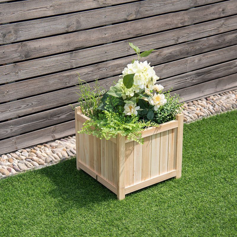Costway Square Wood Flower Planter Box Raised Vegetable Patio Lawn Garden folding
