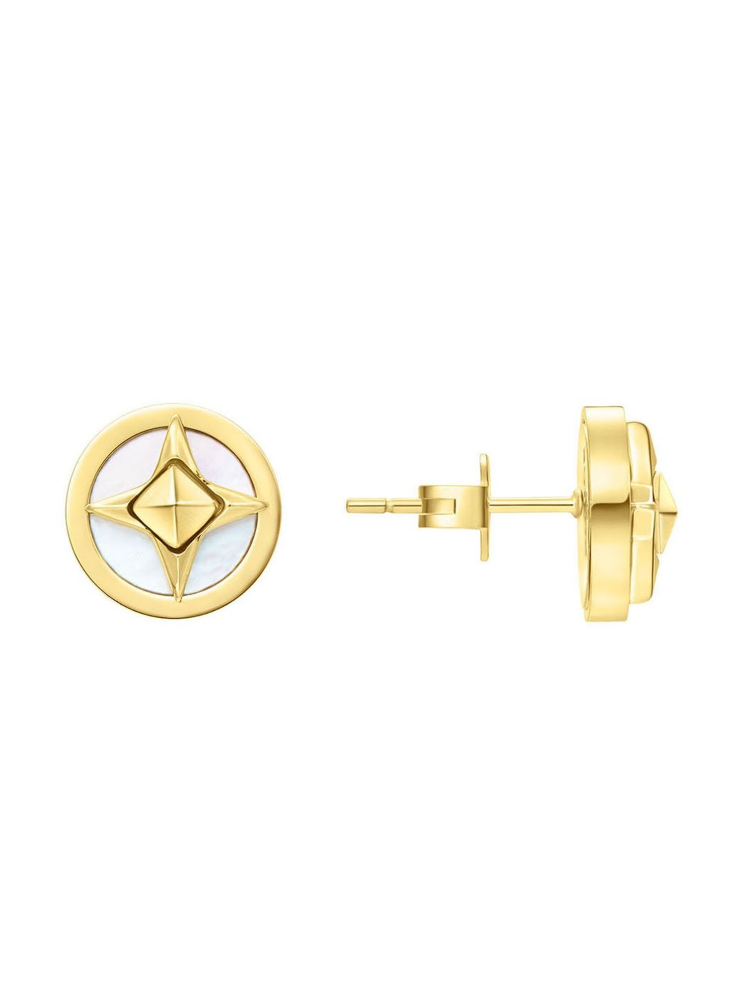 Police Lucky Star Golden Stud Earrings for Women
