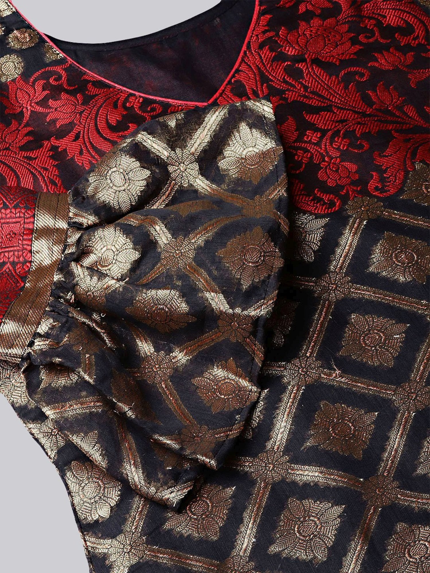 Chhabra 555 Black & Red Zari Work Kurta Palazzo Set With Dupatta