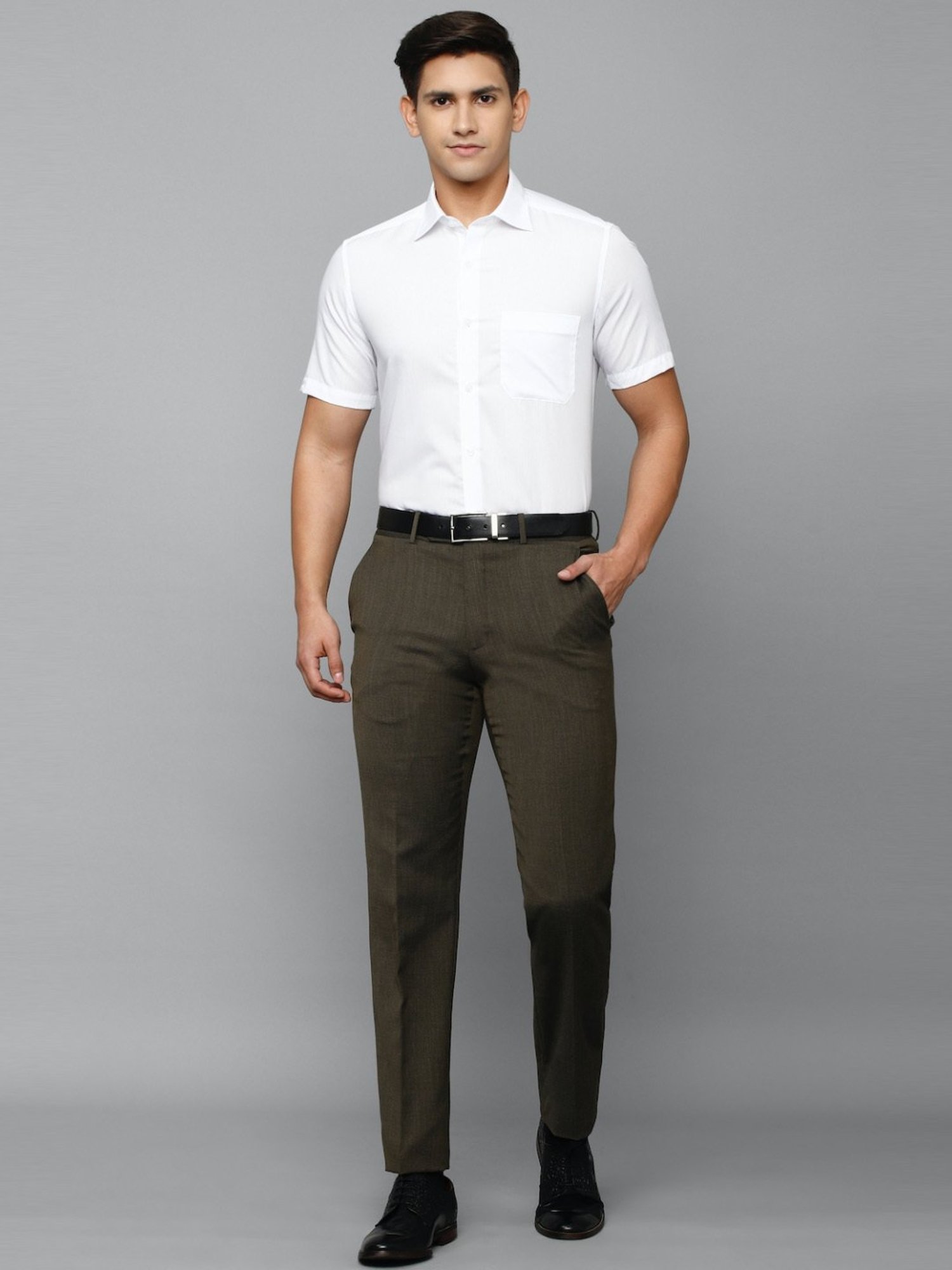 Luxure By Louis Philippe Brown Slim Fit Self Pattern Trousers