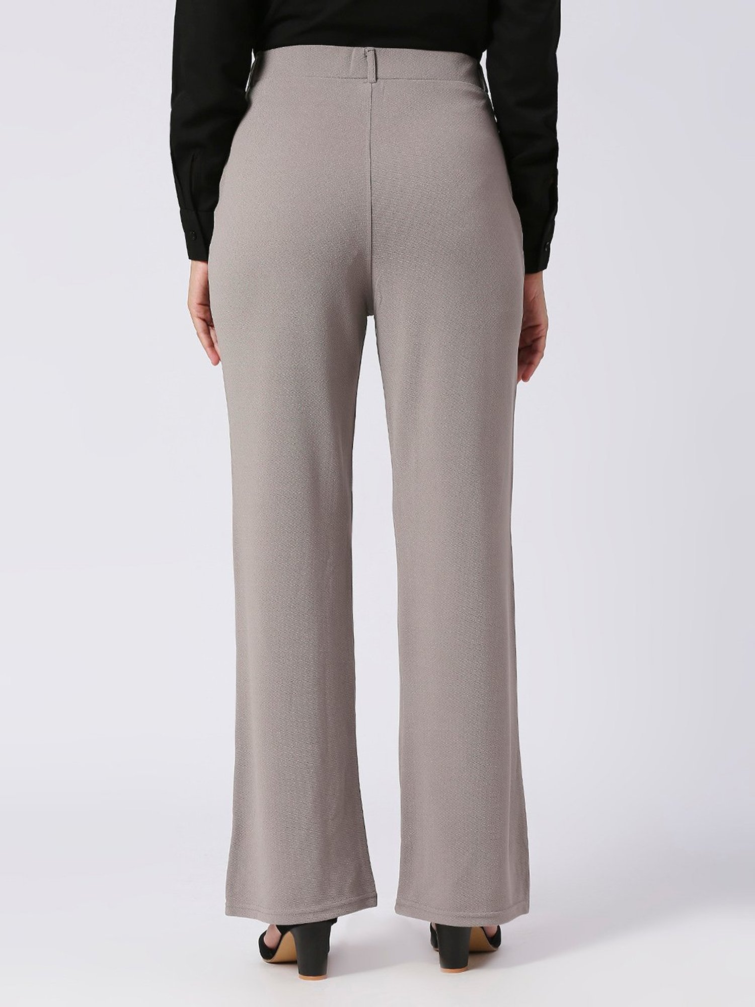 FITHUB Grey Relaxed Fit High Rise Trousers