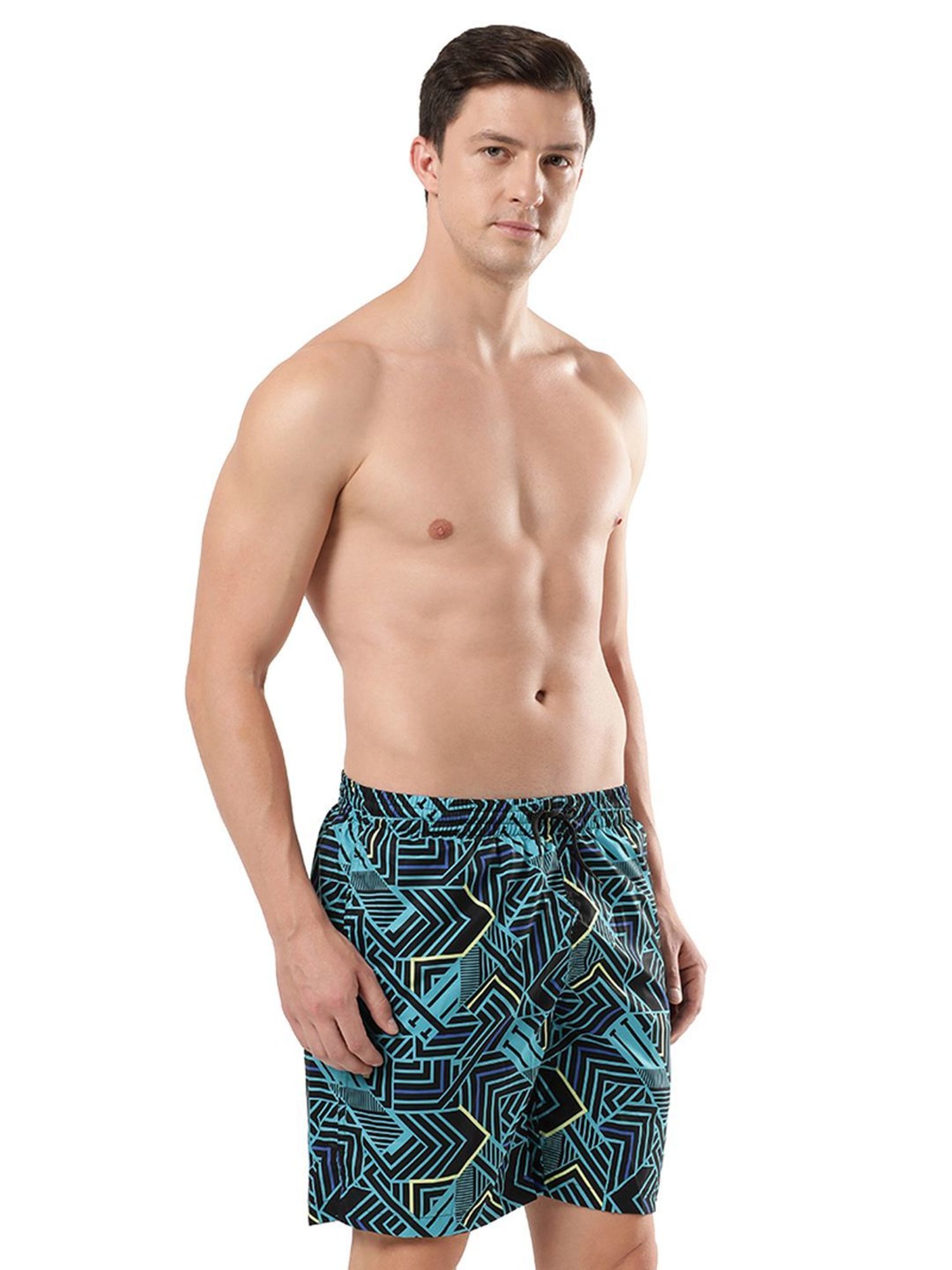 Speedo Navy Regular Fit Printed Swim Shorts