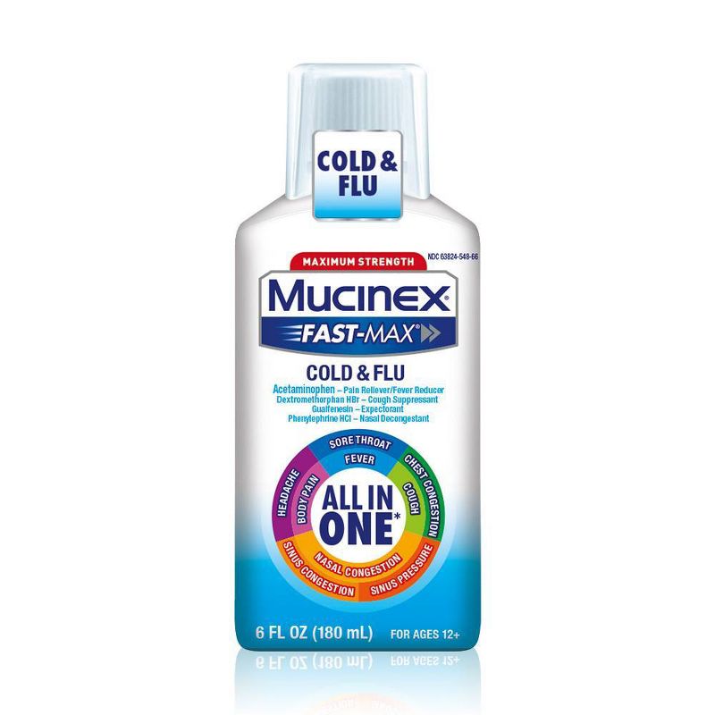 Mucinex Fast-Max Cold & Flu Relief Liquid - Acetaminophen - 6 fl oz