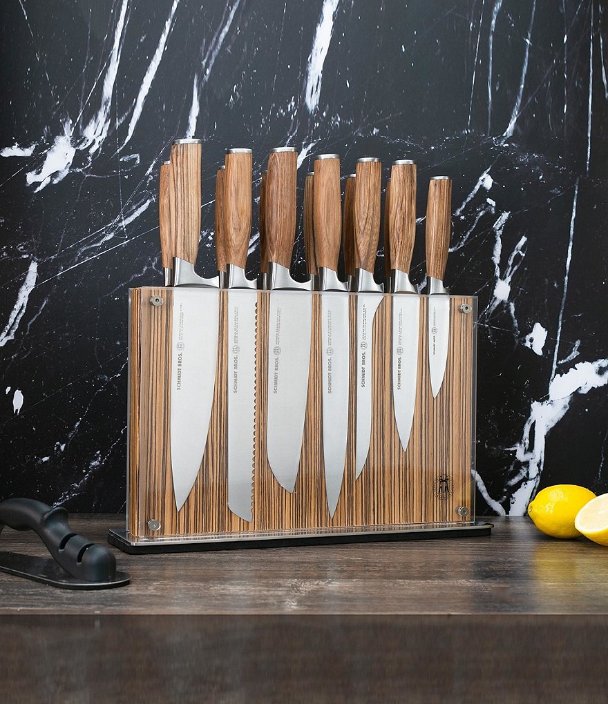 Schmidt Brothers Cutlery Zebra Wood 15-Piece Knife Block Set