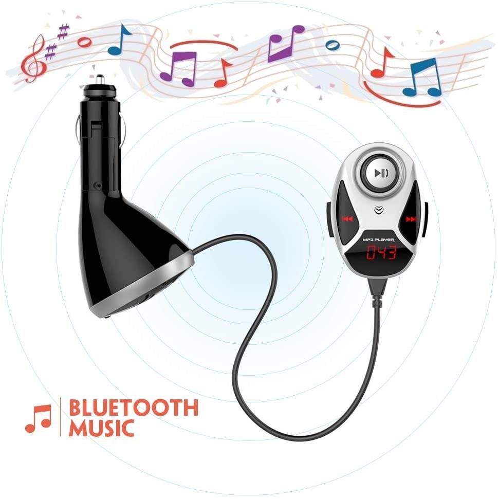 EinCar Bluetooth Car FM Tranmitter Wireless Radio Adapter with Dual USB Ports Phone Charging Car Kit MP3 Player Support MP3/WMA & Hands-Free Calling