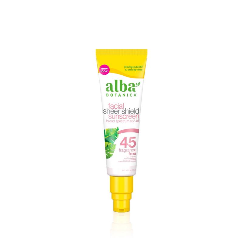Alba Botanica Sheer Shield Facial Sunscreen - SPF 45 - 2oz