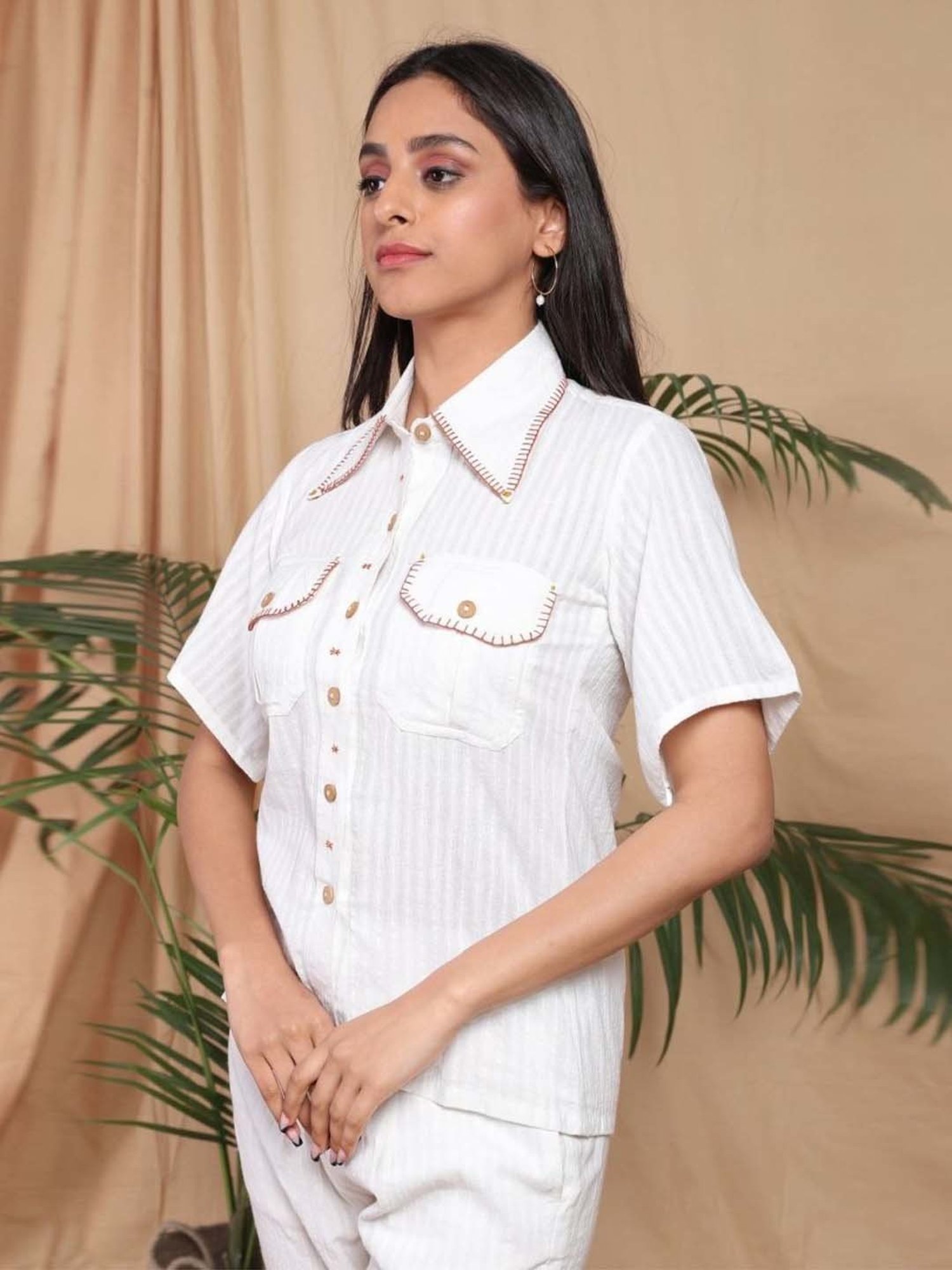 Mushio White Prem Handwoven Cotton Shirt