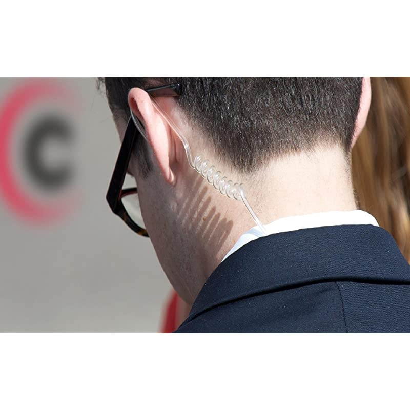 2Pin Covert Acoustic Tube Walkie Talkie Earpiece Two Way Radio Earpiece with a PTT Mic Compatible with Walkie Talkie Headset Brands Kenwood Puxing Wouxun Baofeng Pack of 2