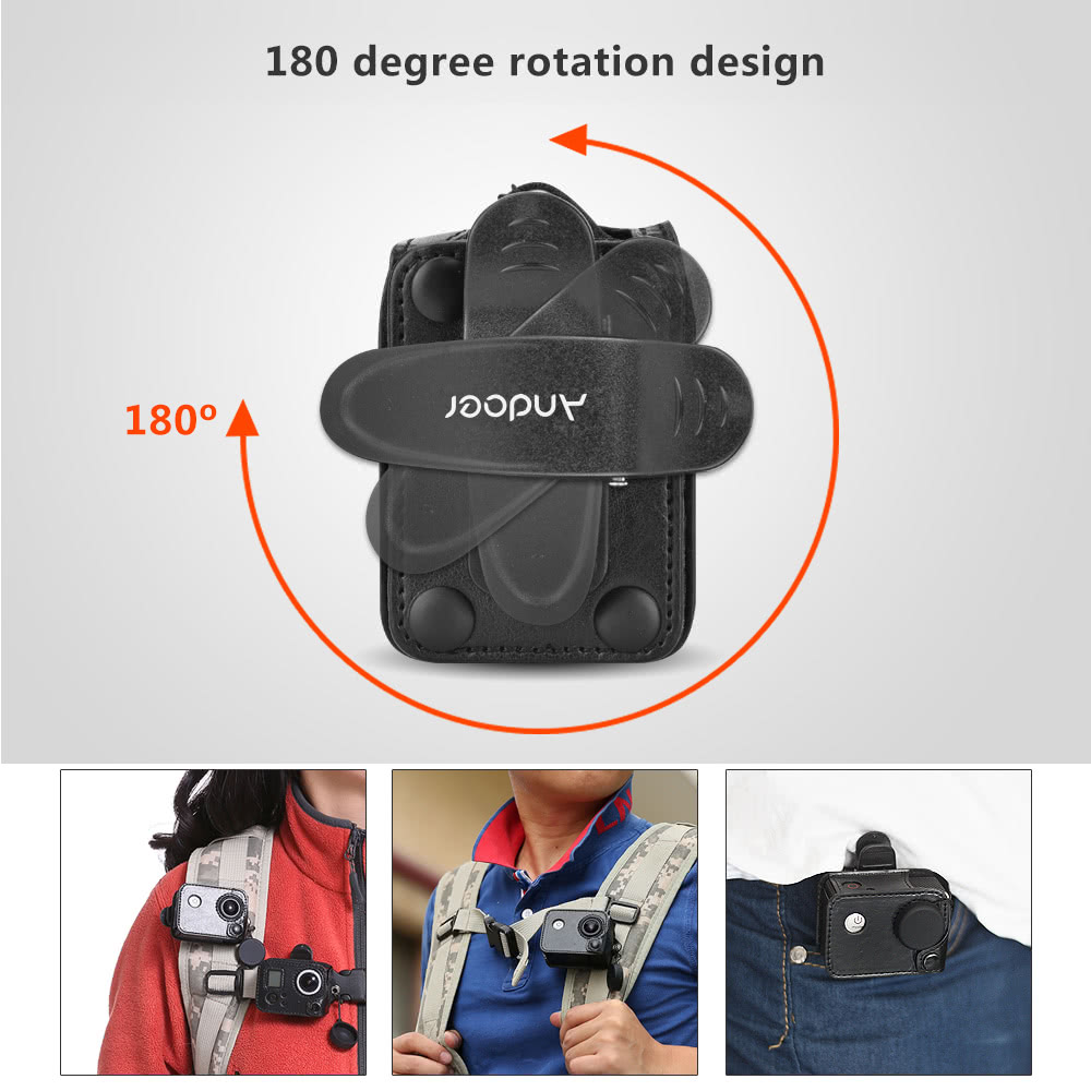 Andoer Multifunctional Clip-on Sports Camera Protecive Carrying Hanging Case Bag with Neck Lanyard Lens Cap for SJCAM SJ4000 SJ5000 or the Same Size Action Cam