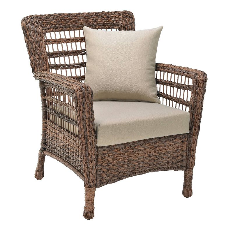 2pc Modern Concept Faux Sea Grass Resin Rattan Chair Set - W Unlimited