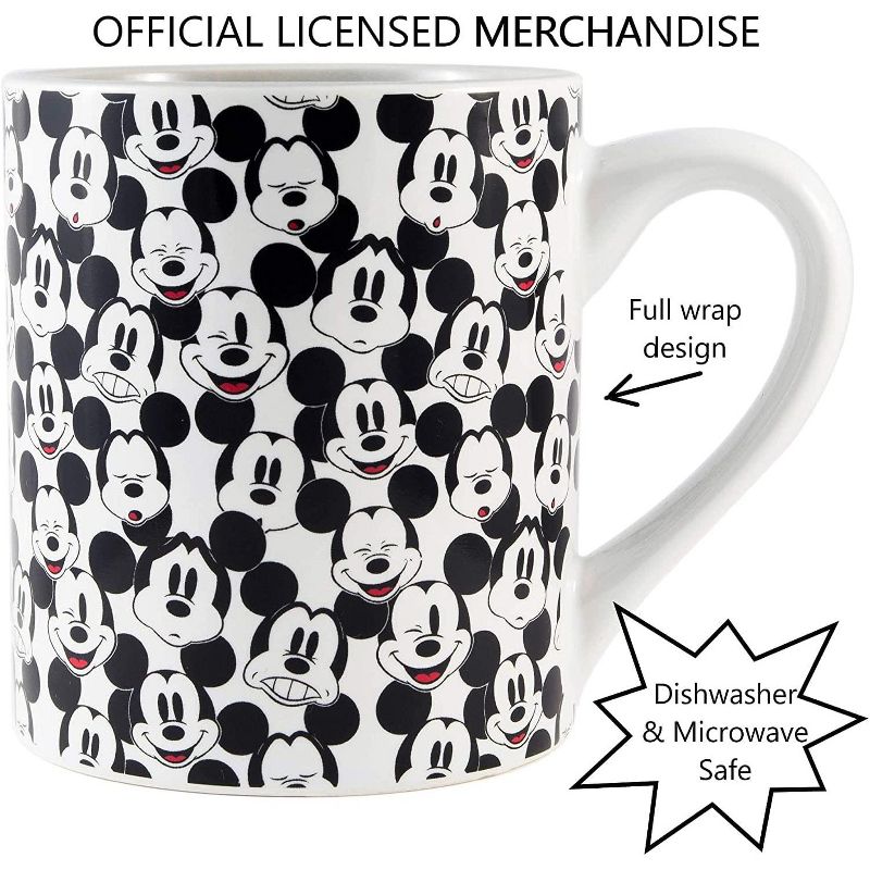 Silver Buffalo Disney Mickey Mouse Face Pattern 14oz Ceramic Coffee Mug