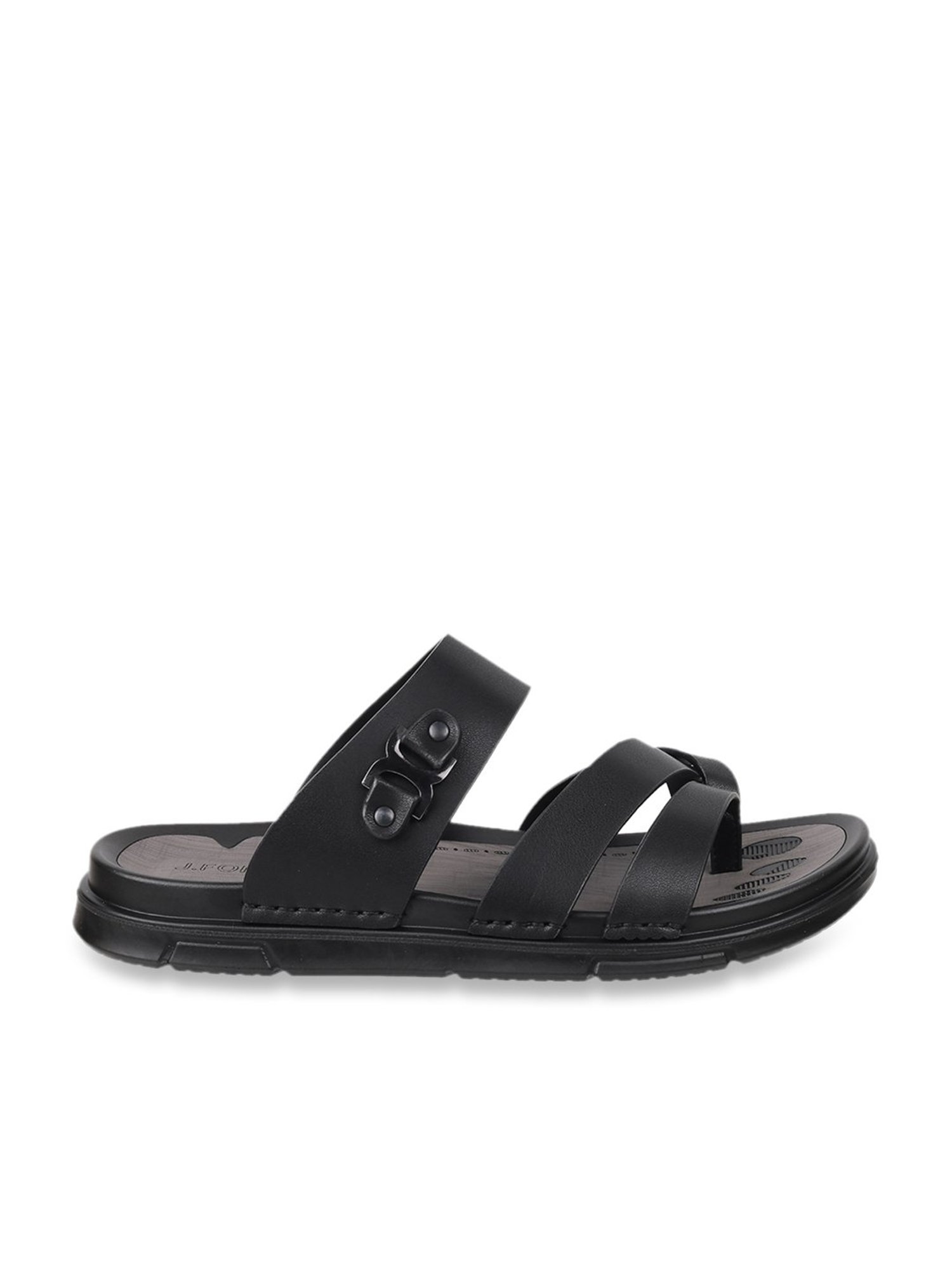 J. Fontini by Mochi Men's Black Toe Ring Sandals