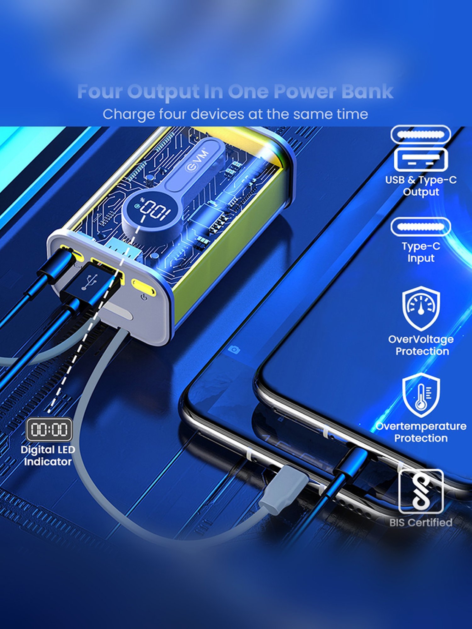 EVM ENC Power Bank 10000 mAh 25W Fast Charging (Black)