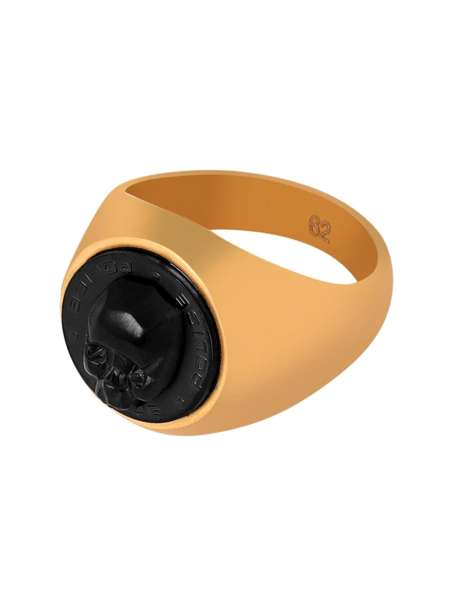 Police Gold-Plated Black Juneau Ring for Men