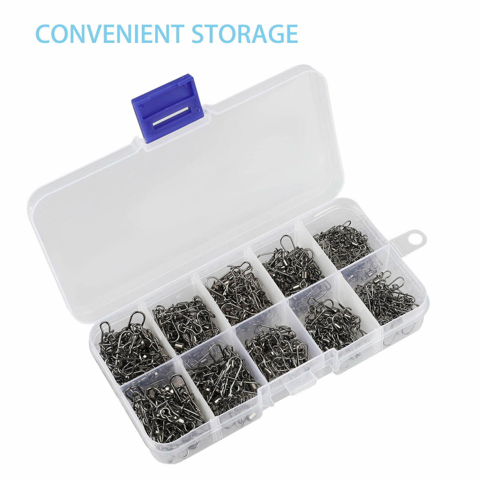 210Pcs Snap Swivels Ball Bearing Fishing Connector With Coastlock #2 #4 #5 #6 #8