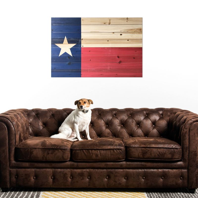 24" x 36" Texas Flag Print on Planked Wood Wall Sign Panel - Gallery 57