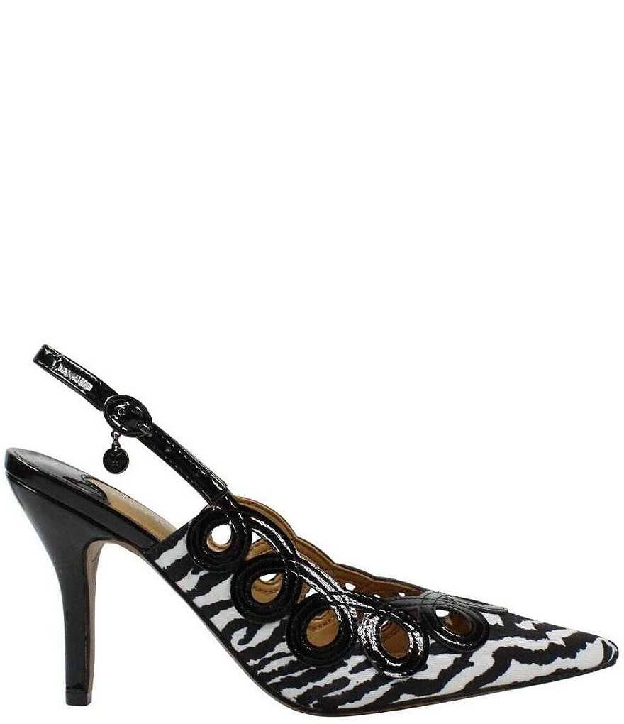 J. Renee Reghina Zebra Print Fabric Slingback Pumps