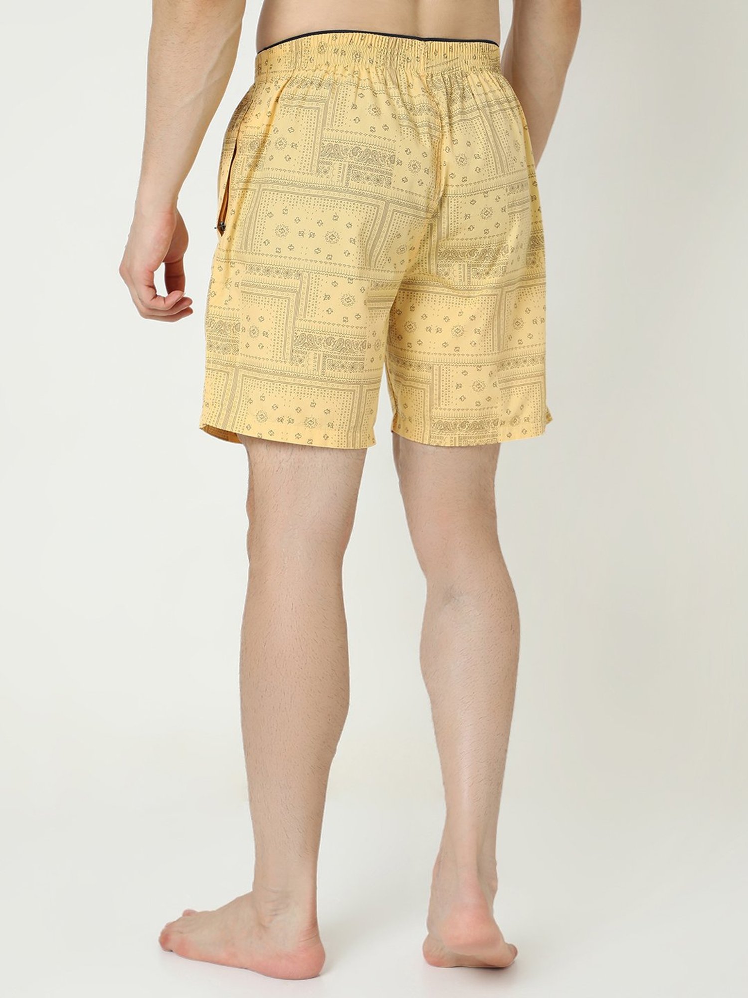 UnderJeans by Spykar Yellow Printed Cotton Boxers