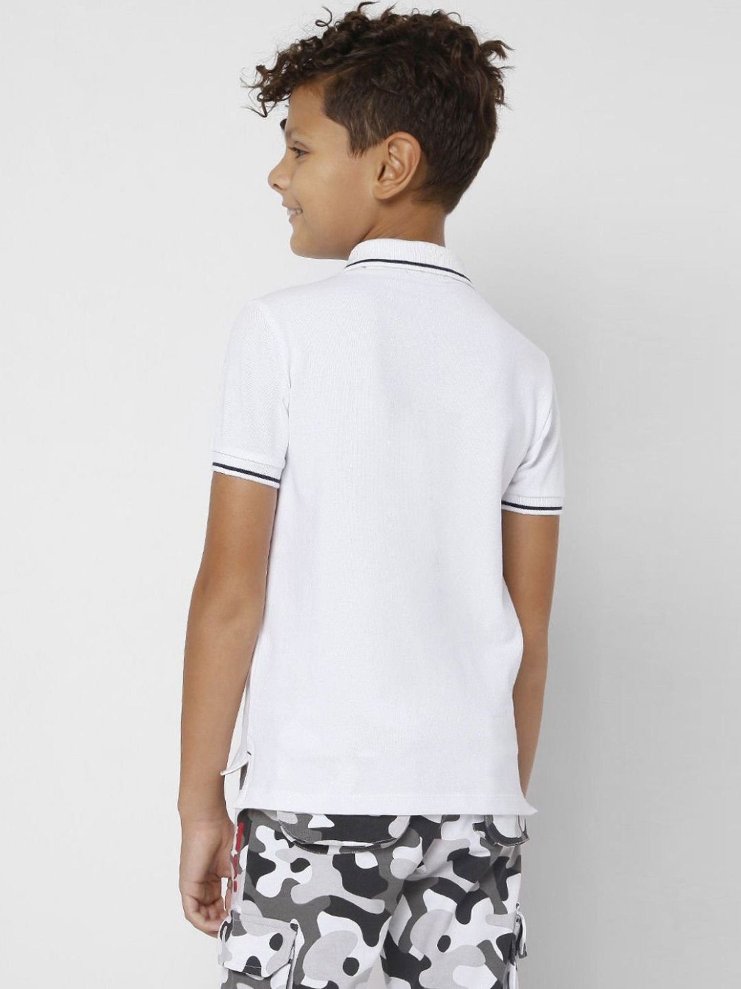 Gas Kids White Slim Fit Polo T-Shirt