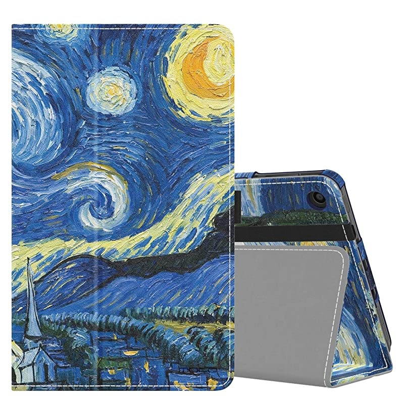 Case Fits Kindle Fire 7 Tablet (9th Generation, 2019 Release), Premium PU Leather Slim Folding Stand Shell Multiple Viewing Angles Cover with Auto Wake/Sleep - Starry Night