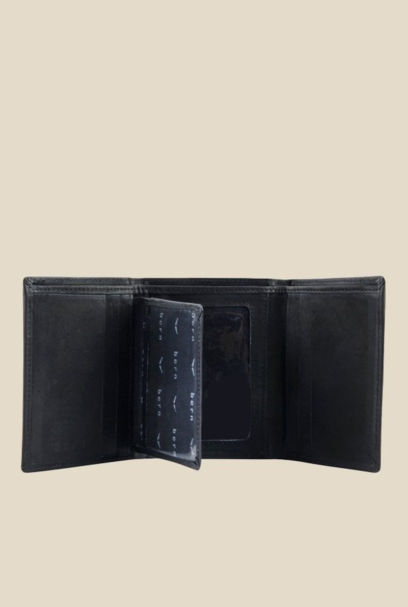Bern Black Solid Tri-Fold Leather Wallet