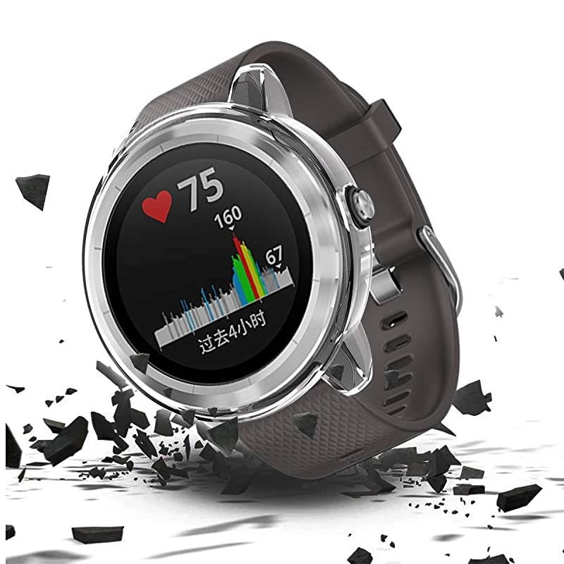 Compatible with Garmin Vivoactive 3 Case Super Thin TPU Plated Bumper Protector Shiny Protective Cover Lightweight Slim Shell Shockproof Frame Accessories for Garmin Vivoactive 3 Clear+Clear