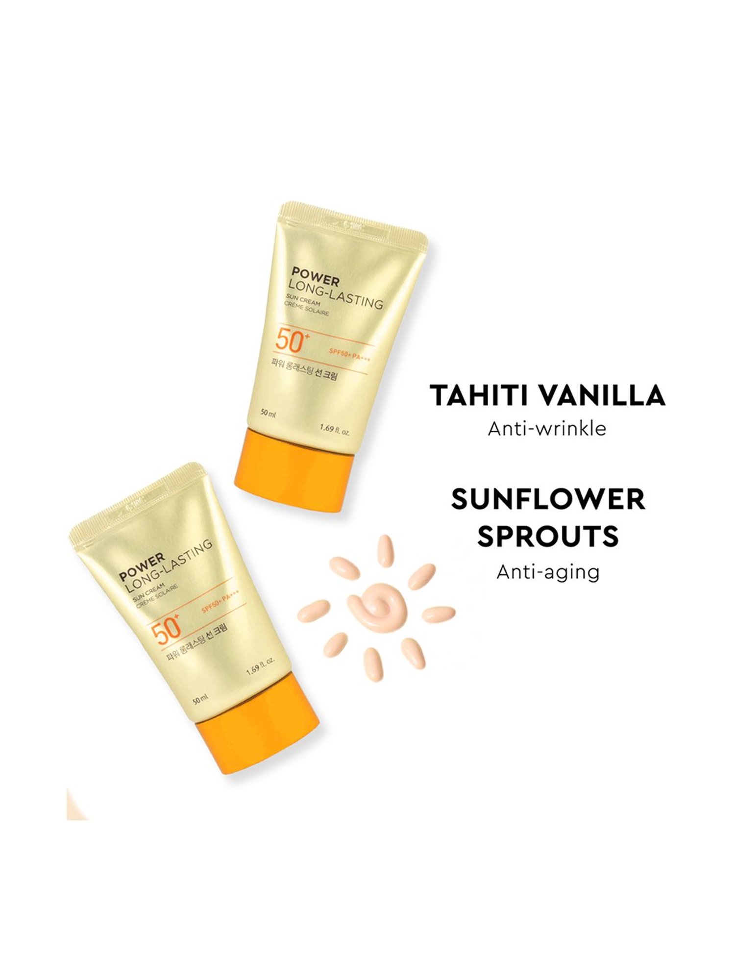 The Face Shop Power Long-Lasting SPF 50+ Tinted Suncream for UV A & UV B - 5 gm