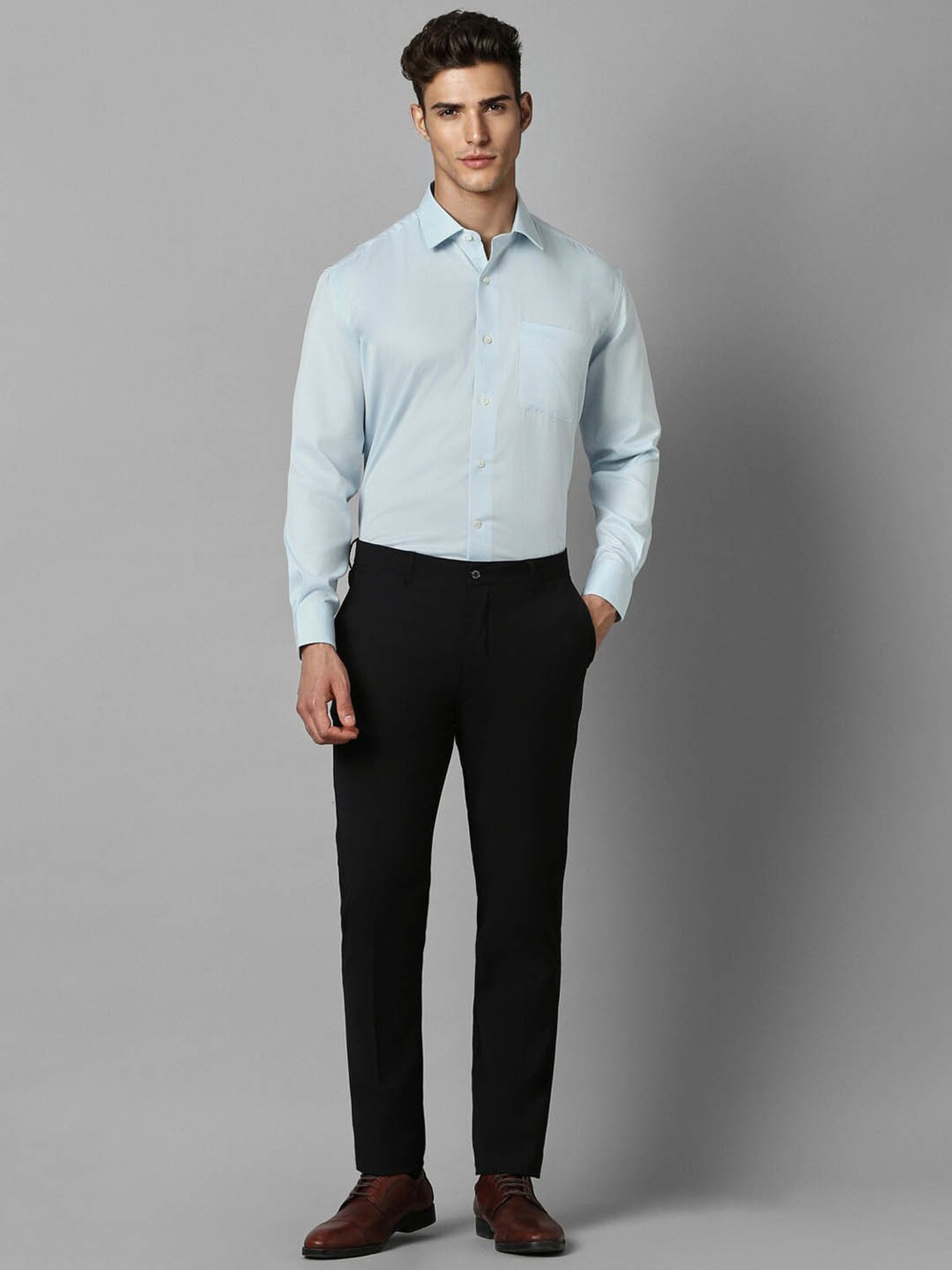 Luxure by Louis Philippe Sky Blue Cotton Regular Fit Shirt